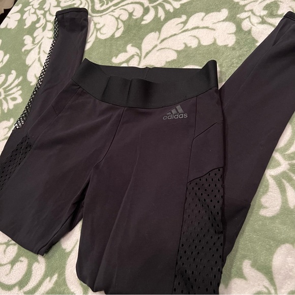 Adidas black leggings / athletic tights mesh detailing size small - Picture 6 of 13